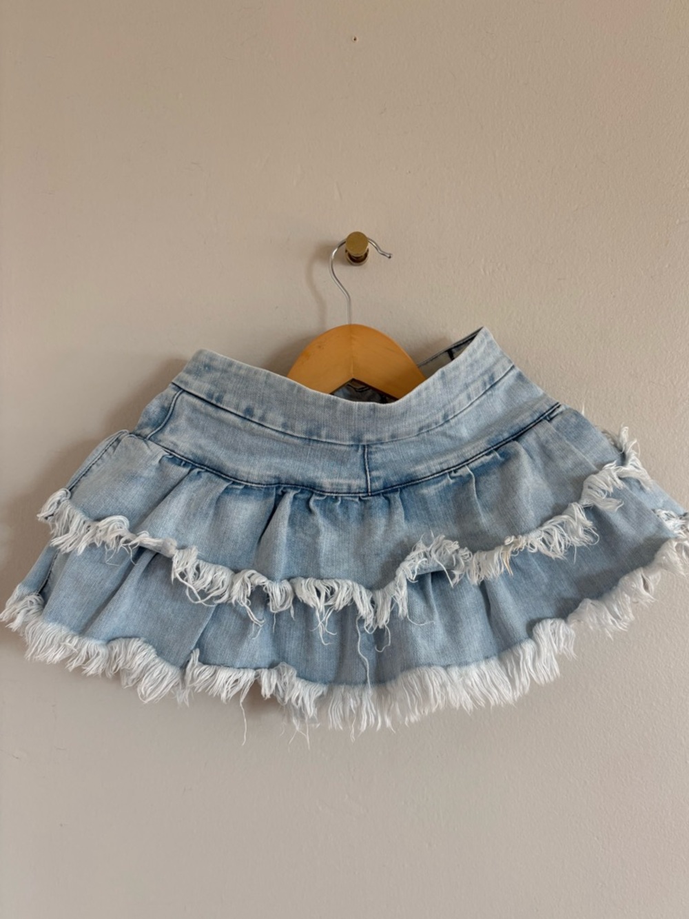 AC Rendón - Size 7/8 - Light Wash Denim Ruffle Mini Skort